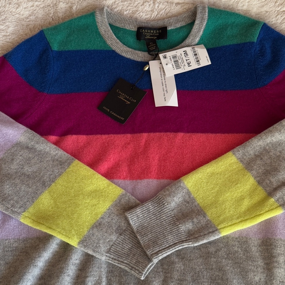 Charter Club Multicolor Striped Cashmere Sweater